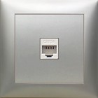 Розетка компьютерная RJ45 кат 5е с накладкой LK60 серебряный металлик